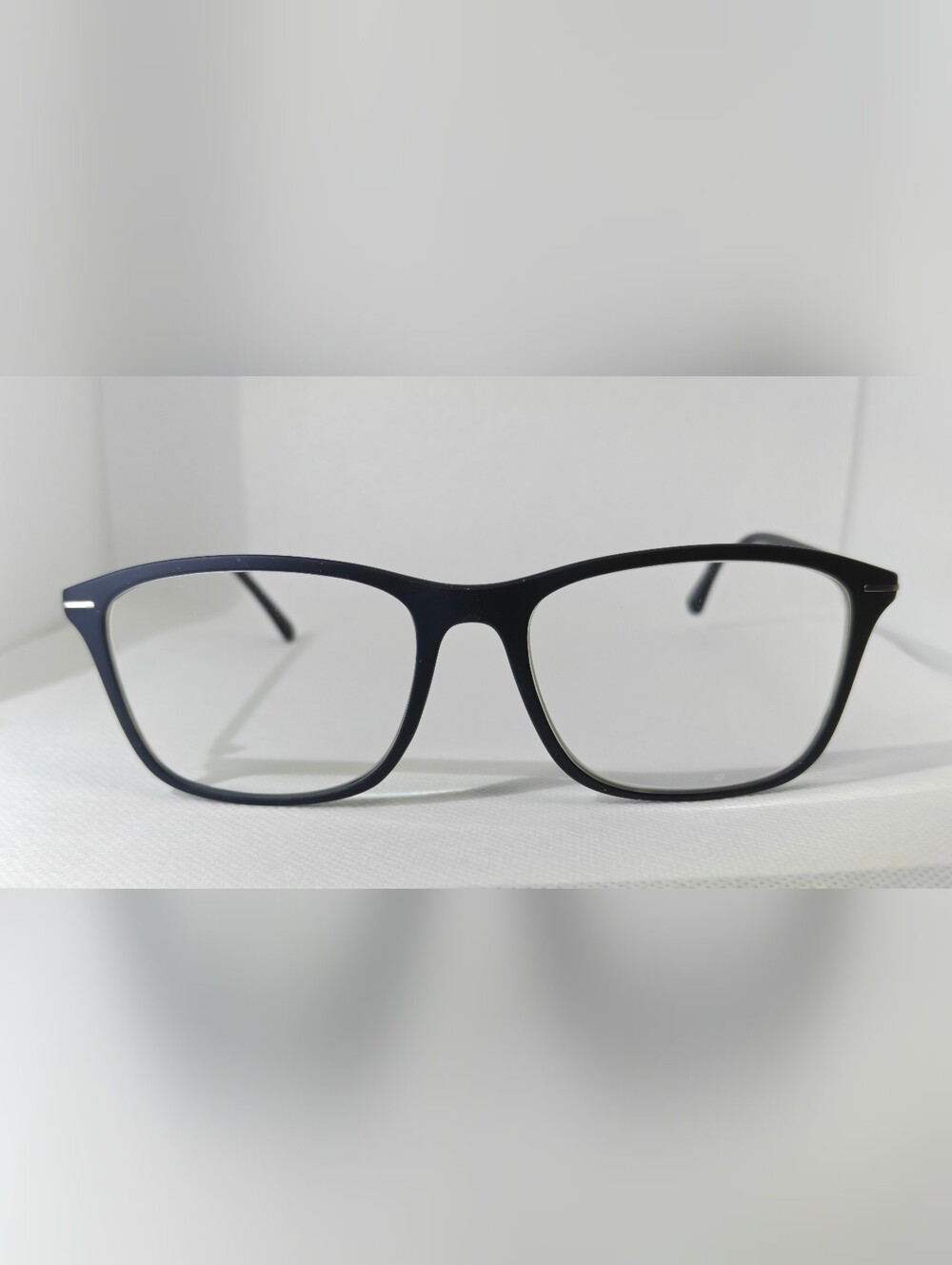 Thursday. Dark Navy Rectangular Eyeglass Frames. Rounded Edges